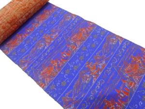 アンティーク　唐風景模様織り出し　八寸帯地反物